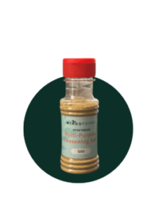 A bottle of MindoFoods Vegetarian Multi-Purpose Seasoning Salt
